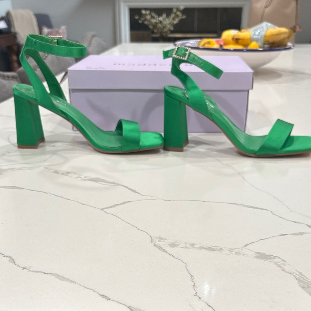 Madden Girl Vibrant Green Block Heel Sandals